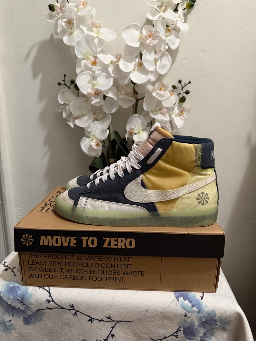 Nike Men’s High-Top Sneakers in Yellow, Navy, White
